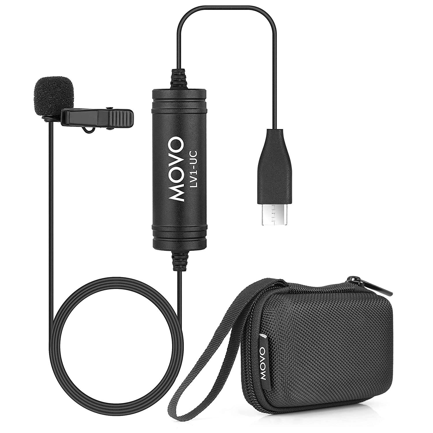 Movo LV1-UC Digital Lavalier Omnidirectional Clip-on Microphone with USB Type-C Connector Compatible with iPad Pro, Samsung Galaxy, LG, HTC Google Pixel, Google Nexus, Other USB-C Type Smartphones