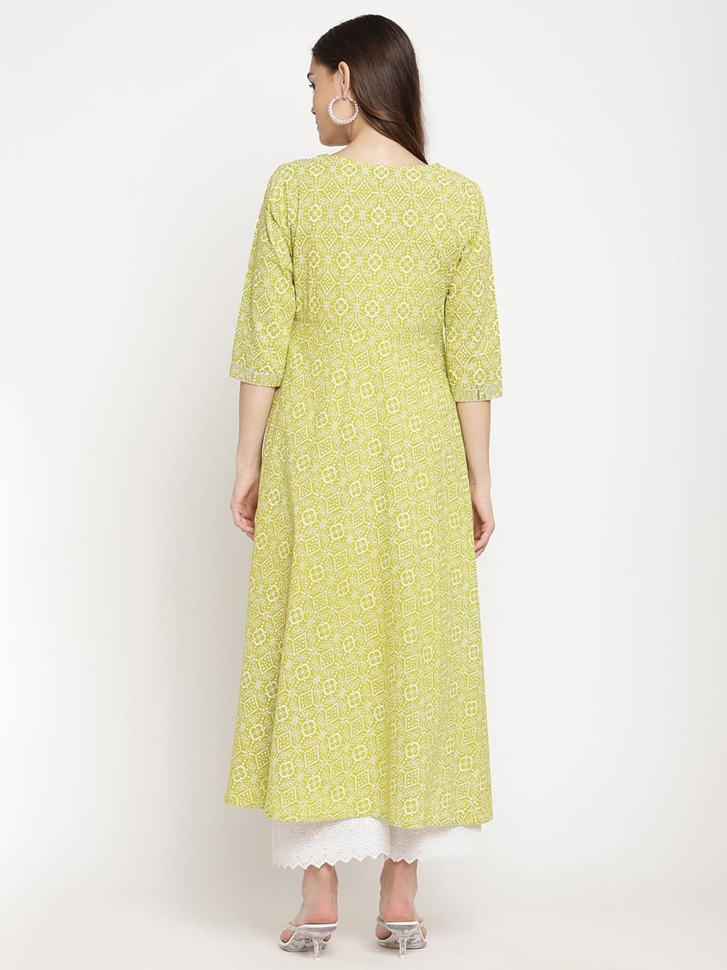 Sringam Light Green Printed A Line Kurta