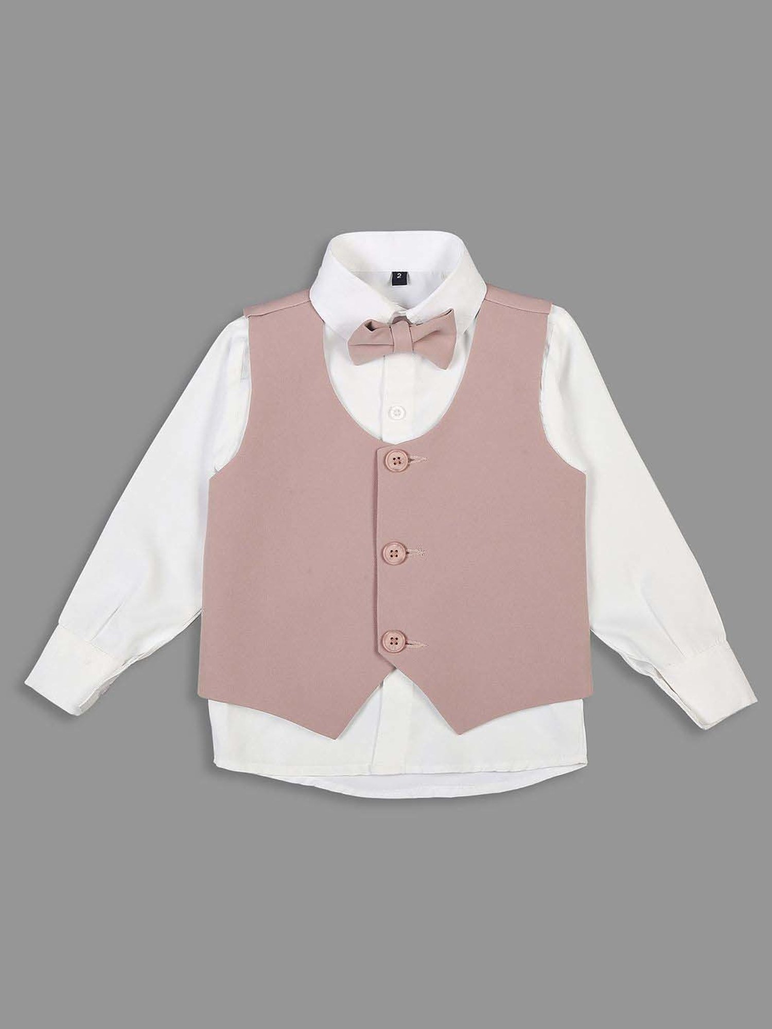 Fourfolds Boys Blue & White Solid Full Sleeves Suit Set