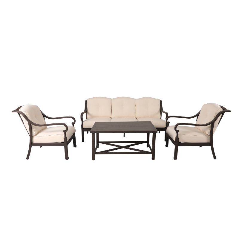 4pc Outdoor Aluminum Sofa Set Brown - Nuu Garden