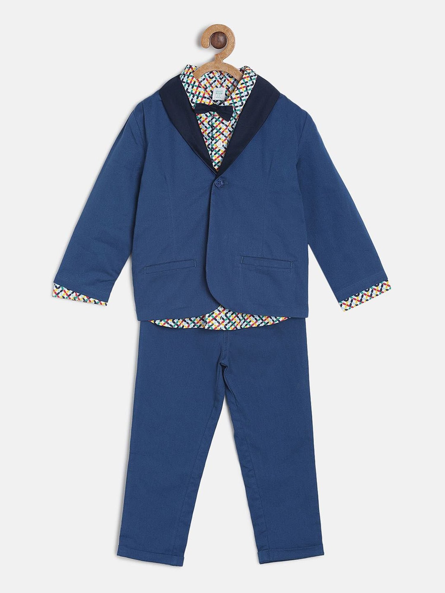 Nino Bambino Kids Navy & White Checks Kurta with Pyjama