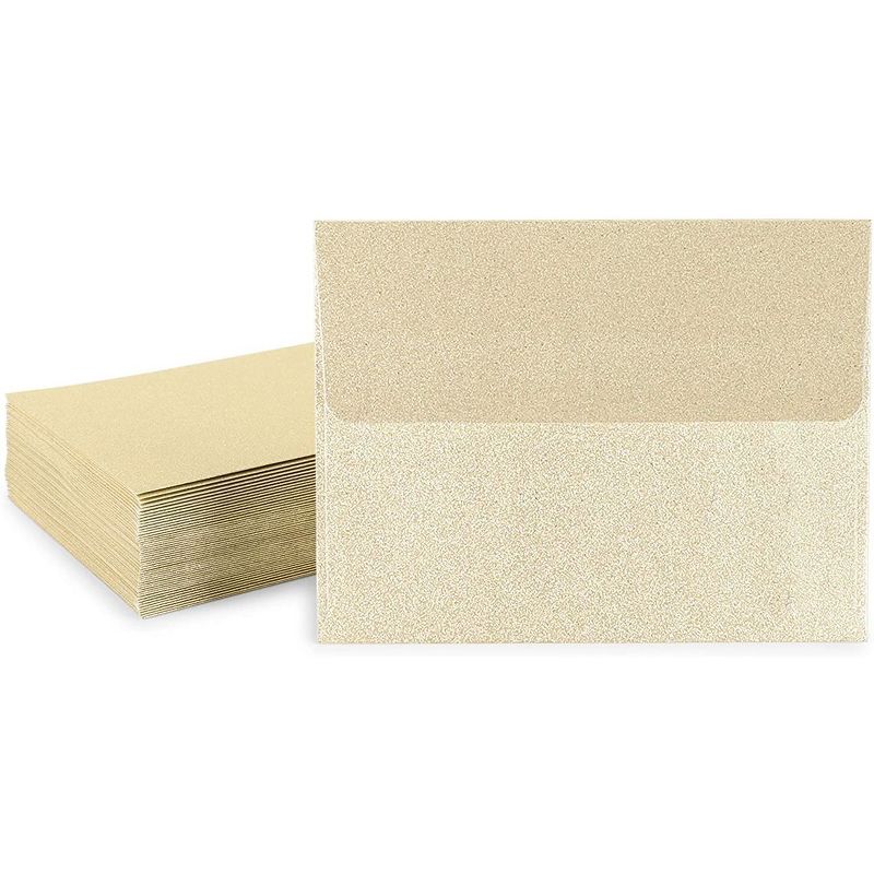 Pipilo Press 50-Pack Gold Glitter A2 Self Sealing Envelopes for Invitations and Weddings (5.75 x 4.35 in)