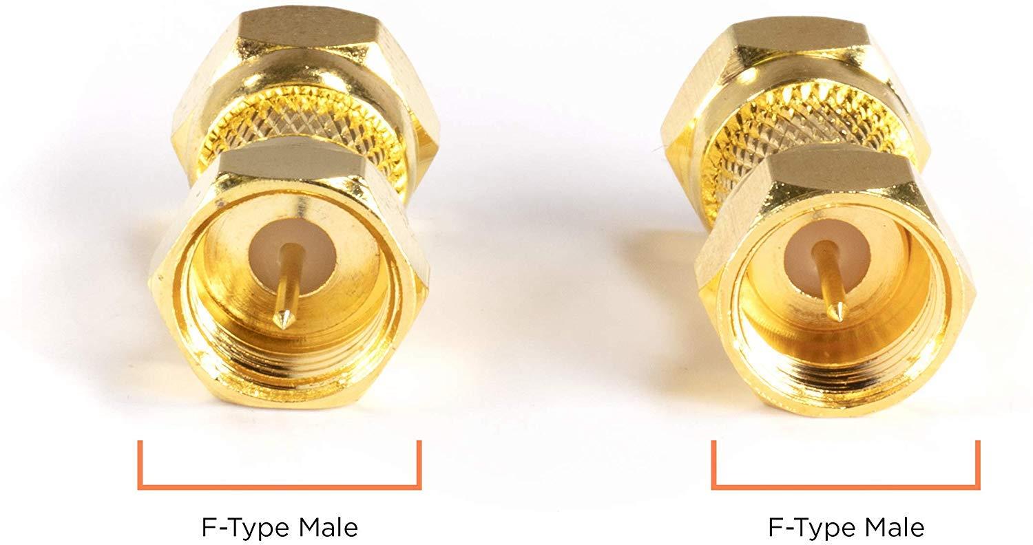 THE CIMPLE CO - Gold Cable Extension Coupler for Coaxial Cables | 4 Pack | F81 (Male to Male) 3GHz Satellite, Cable TV, and Cable Internet Rated