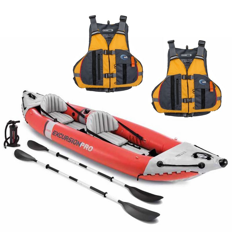 Intex Explorer 200 Inflatable 2 Person River Boat Raft Set with 2 Oars & Pump