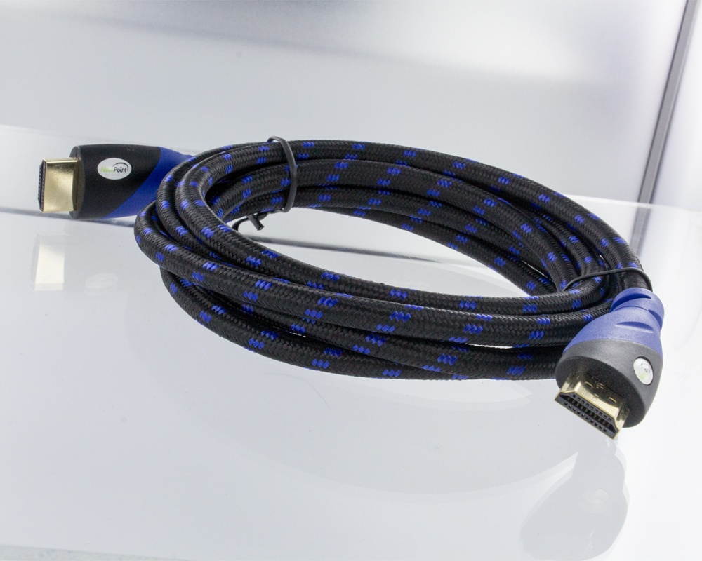 NavePoint HDMI 1.4 Male to Male Cable Black 6 Ft Woven Black 3-pack Blue