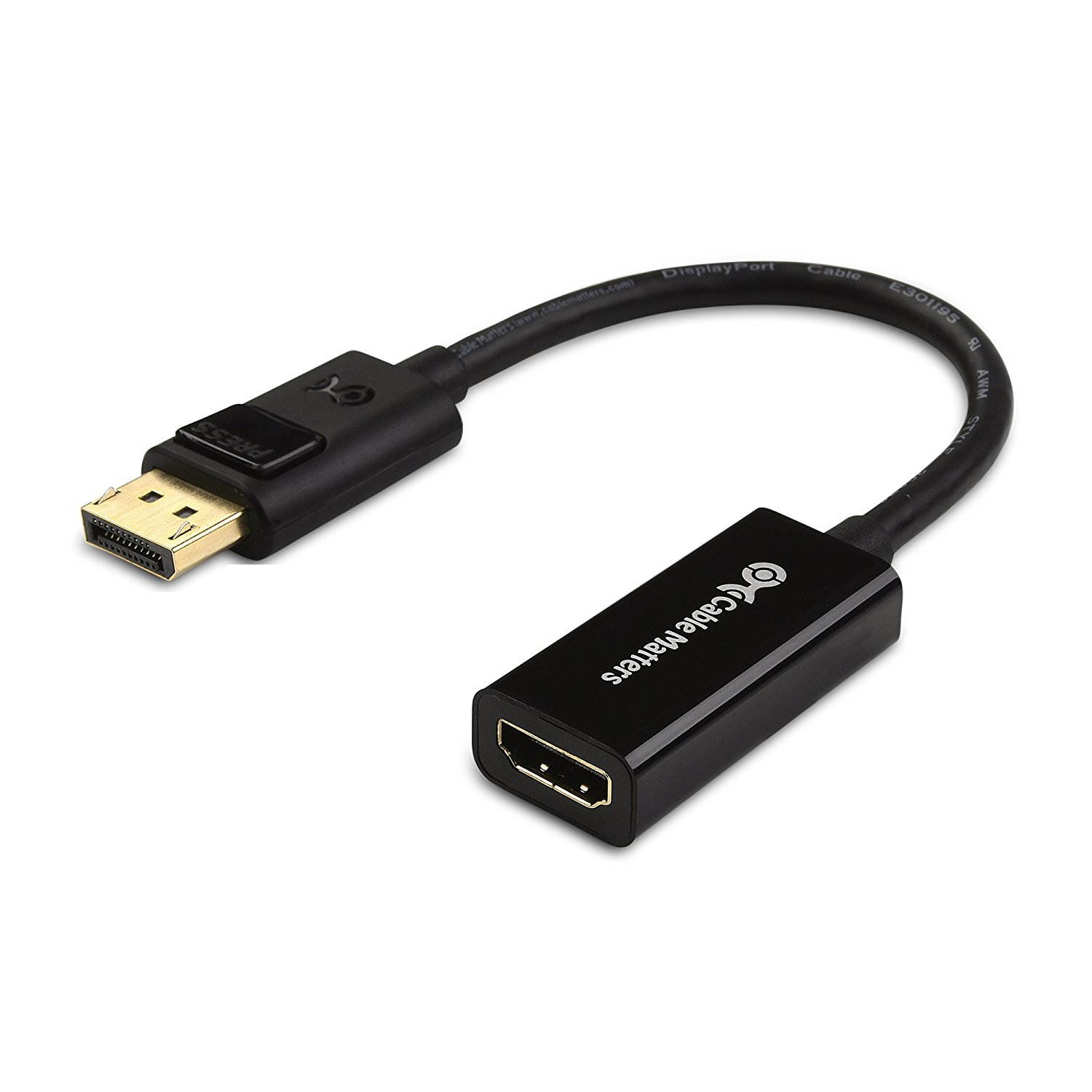 DisplayPort to HDMI Adapter (DP to HDMI Adapter),Extended Desktop or Mirrored Displays, Resolutions up to 1920x1200@60Hz / 1080P (Full HD), Gold-plated connectors, HDCP compatible
