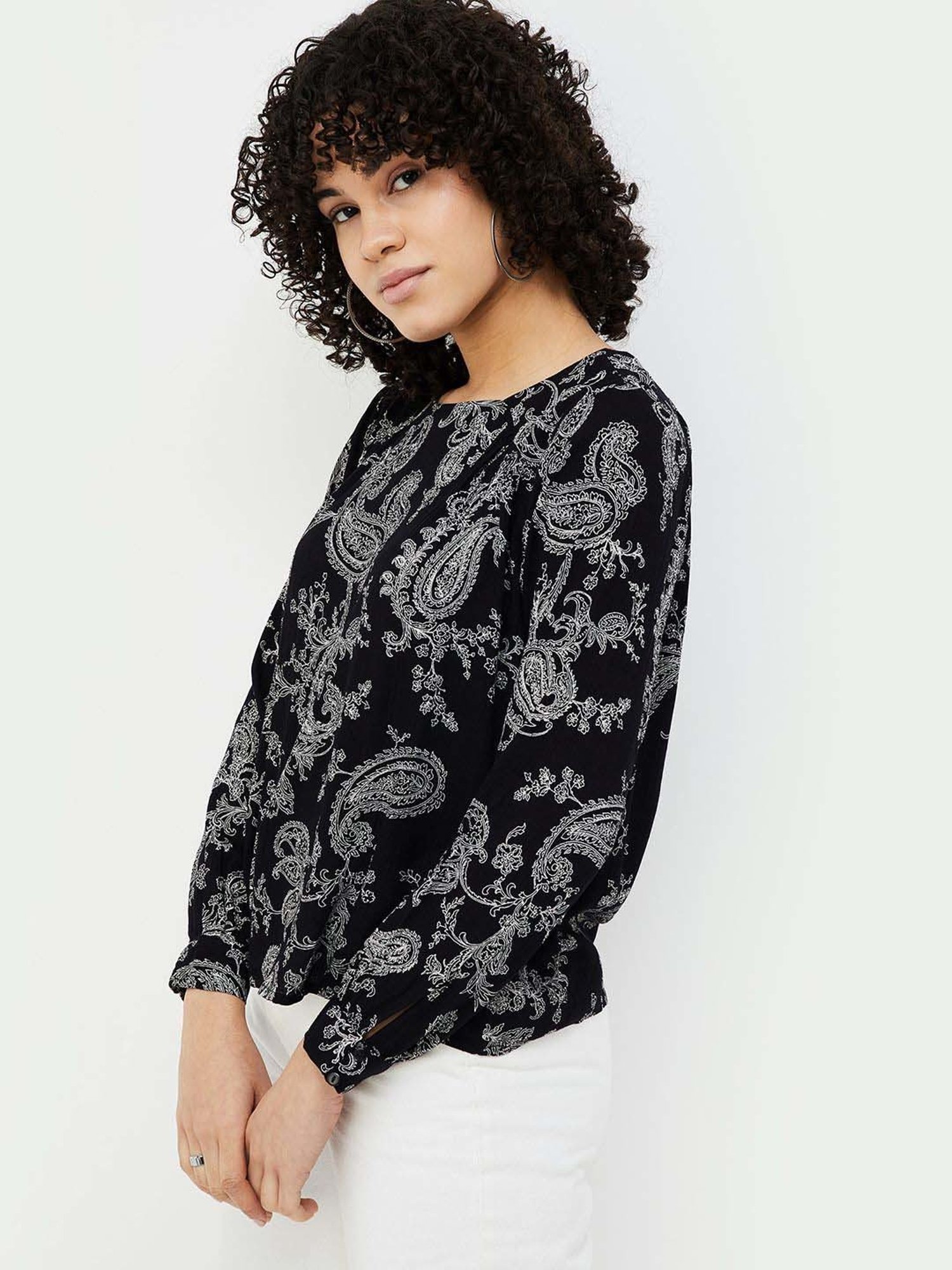 Fame Forever by Lifestyle Black Printed Top