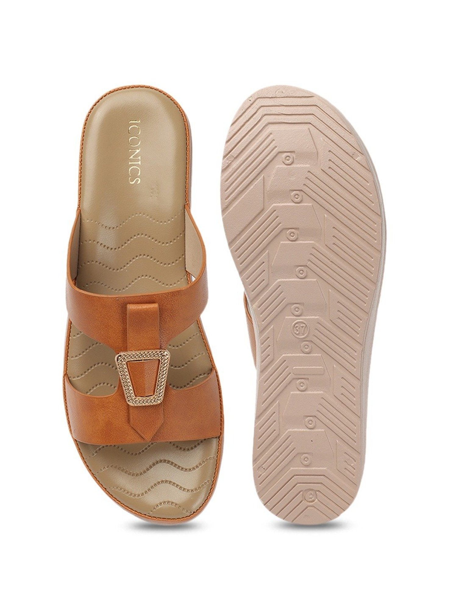 Iconics Women's Tan Casual Wedges