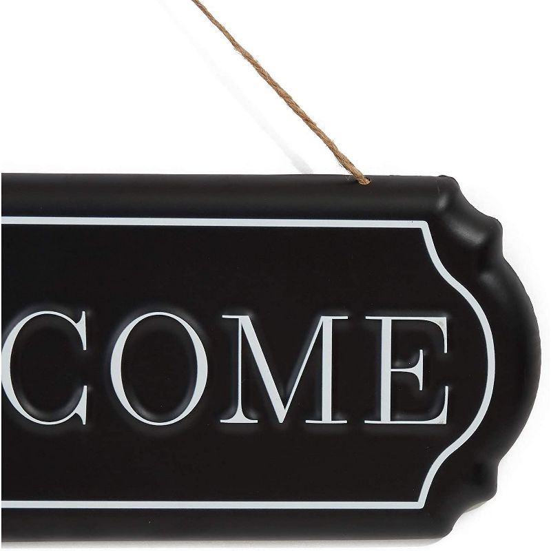 Home Wall Docor, Iron Welcome Sign with Hemp Rope (15.5 x 6 Inches)
