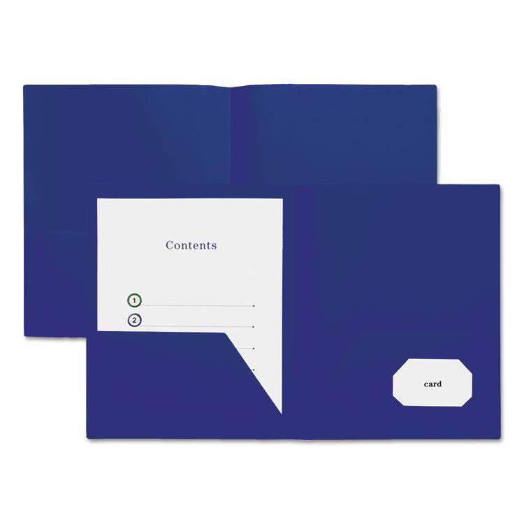 Universal Two-Pocket Plastic Folders, 11 X 8 1/2, Navy Blue, 10/Pack 20541