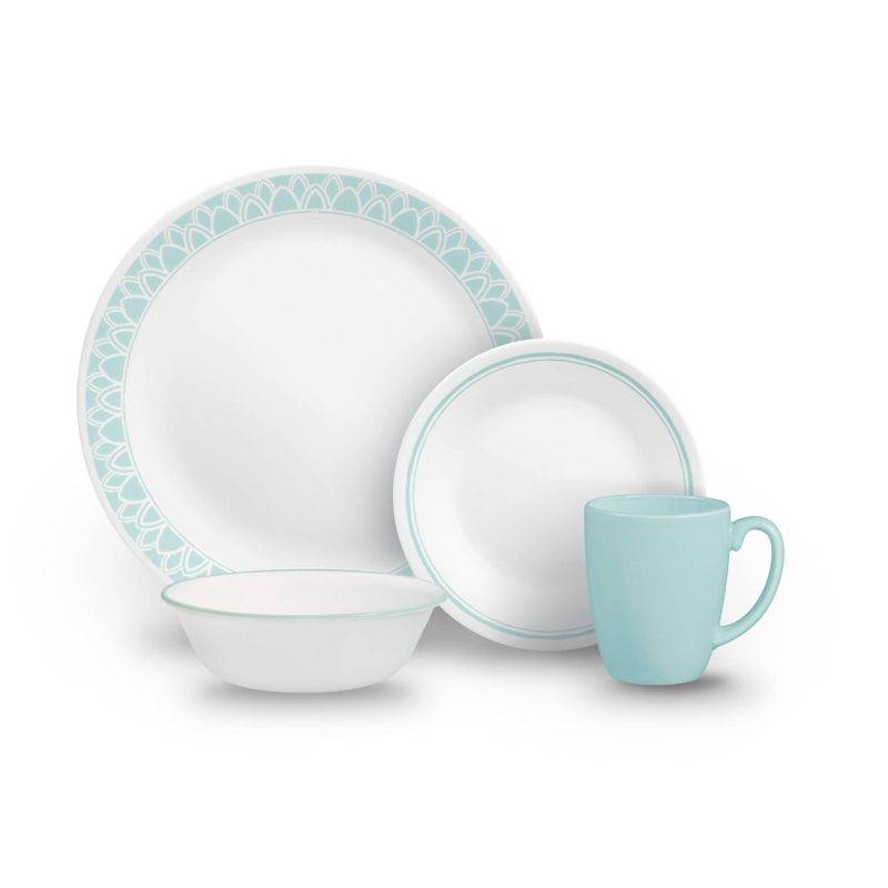 Corelle 18oz Glass Delano Dining Bowl Teal/White