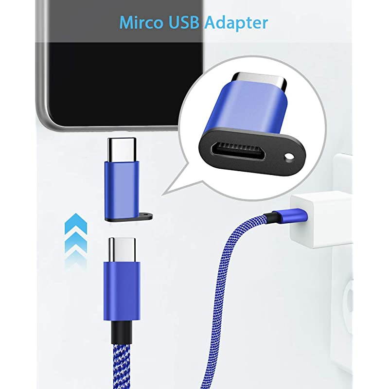 USB Type C Cable  USB C Cable 3 Pack 6Ft Nylon Braided USB C to USB A Fast Charger Cord Compatible Samsung Galaxy S10 S9 S8 Plus Note10 9 8 LG V50 G8 Moto Z Z3 and More