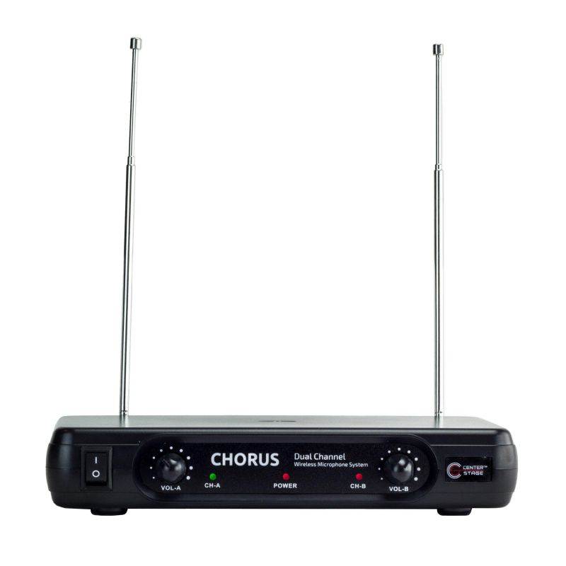 CenterStage Chorus Dual Wireless Handheld Microphone System- Easy Setup- Karaoke, Performance, Presentation