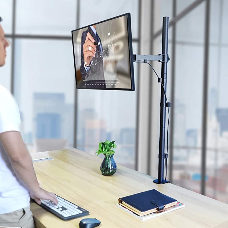 Single Monitor Stand Desk Mount 39 Inch Extra Tall Fully Adjustable Stand with C ClampGrommet Mounting Base Articulating Monitor Arm for 1332 Inch Computer Screen Holds up to 22lbs by