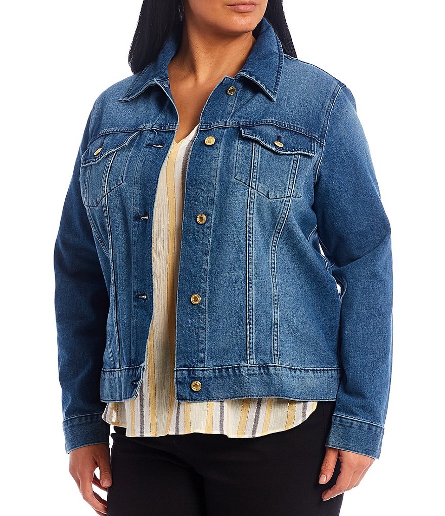 Ali Miles Plus Size Mixed Animal Print Open-Front Drop Needle Onion Skin Jacket