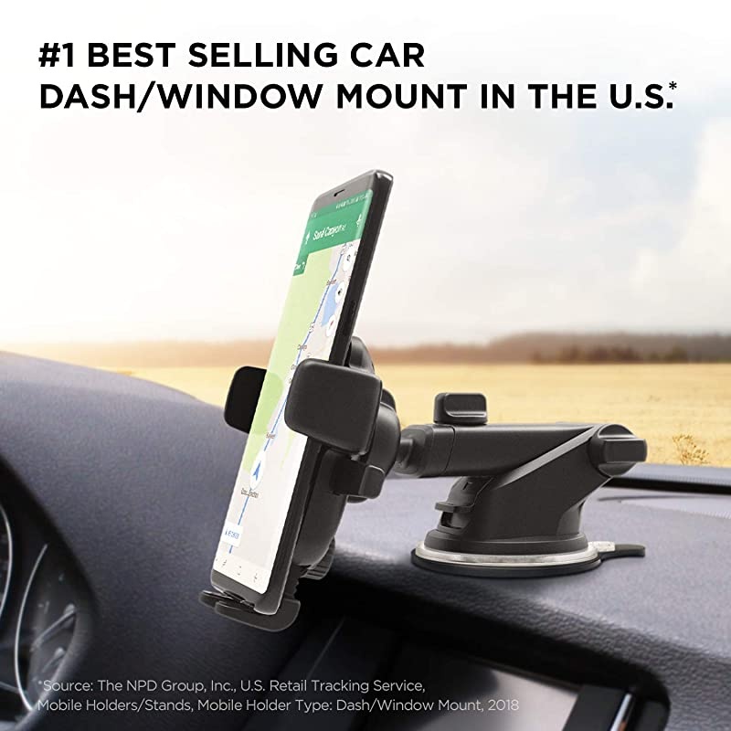 Easy One Touch 4 Dash & Windshield Car Mount Phone Holder Desk Stand Pad & Mat for iPhone, Samsung, Moto, Huawei, Nokia, LG, Smartphones