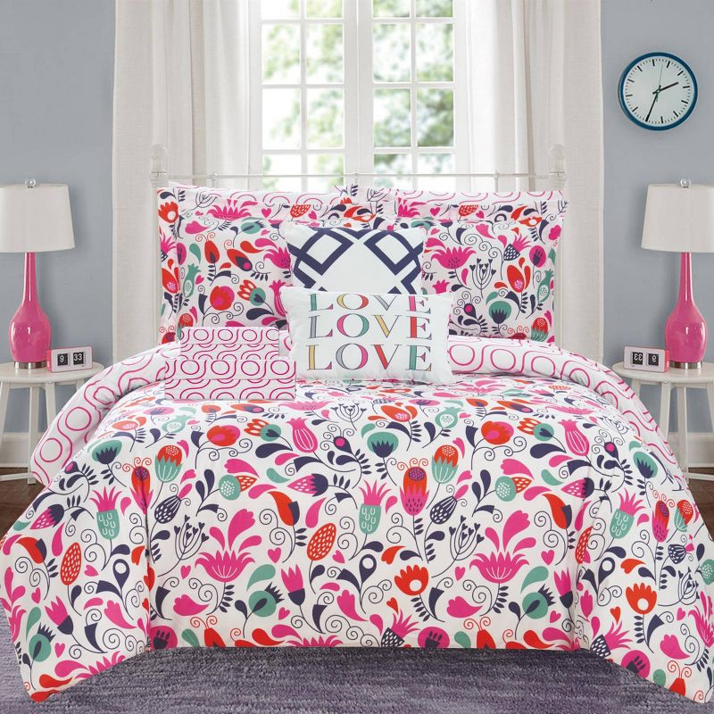 9pc Full Audley Bed In A Bag Comforter Set Pink - Chic Home Design