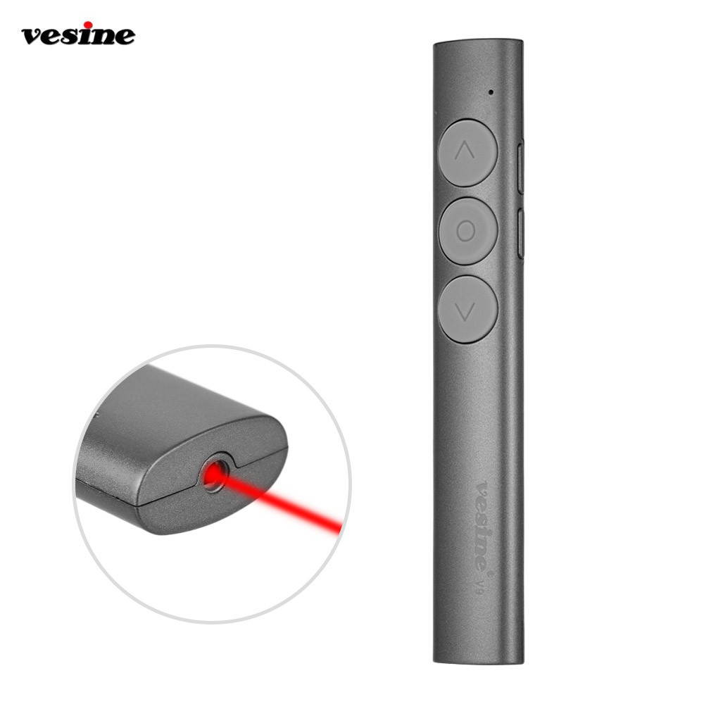 Vesine 2.4GHz RF Wireless Presenter with USB Receiver Red Light Professional PowerPoint PPT Clicker Presentation Remote Control Pointer Pen Support Hyperlink Volume Control Rechargeable for School & O