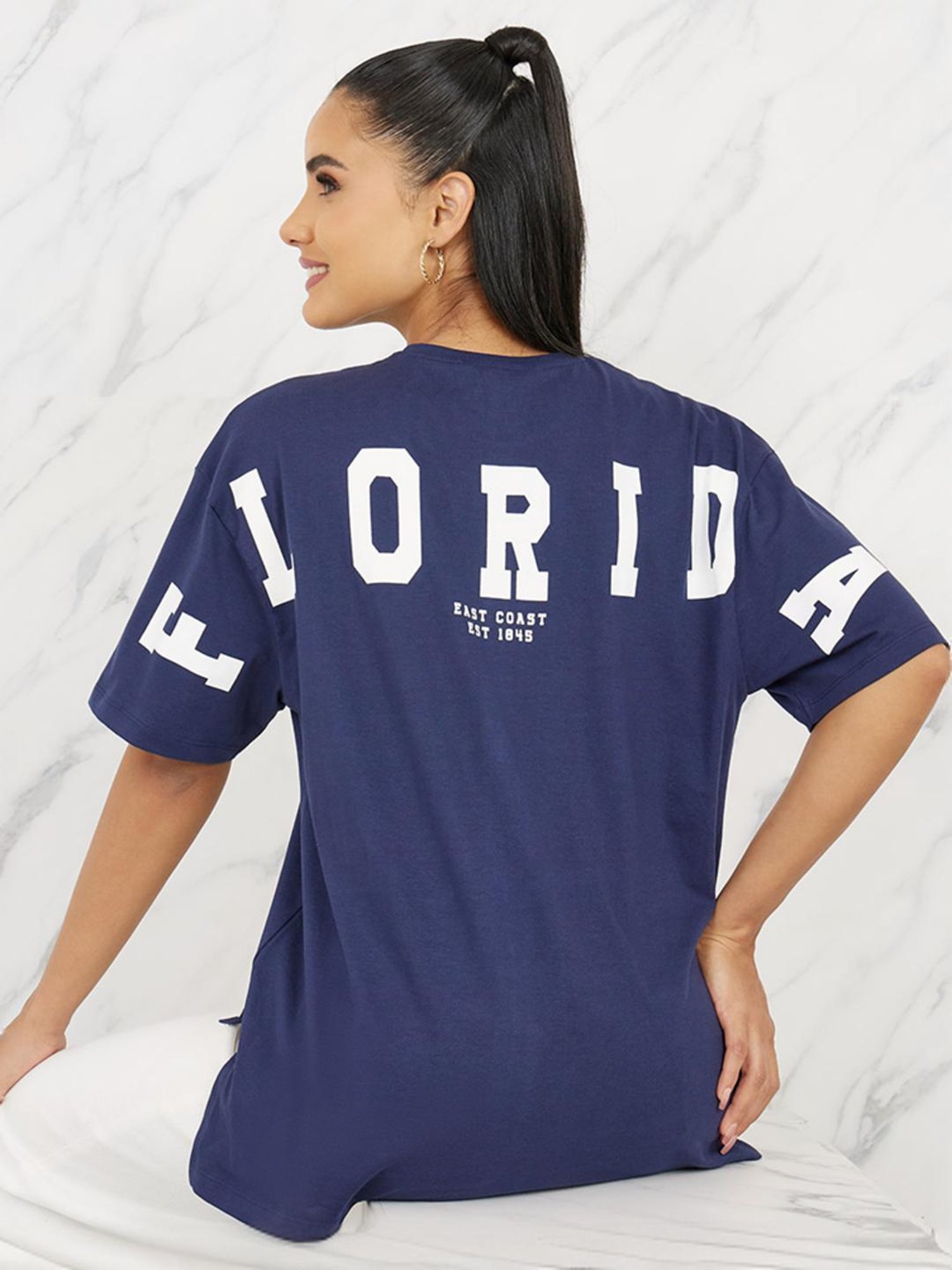 Styli Blue Printed T-Shirt