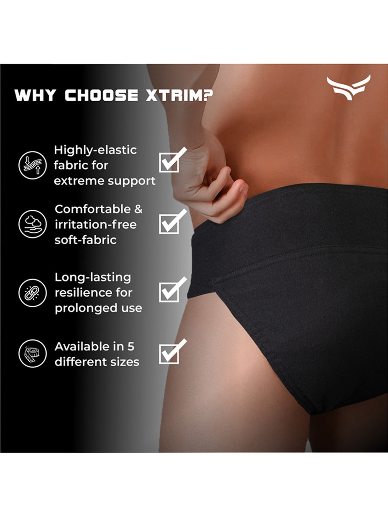 Xtrim Gym Supporter for Men (Black) Size - Small