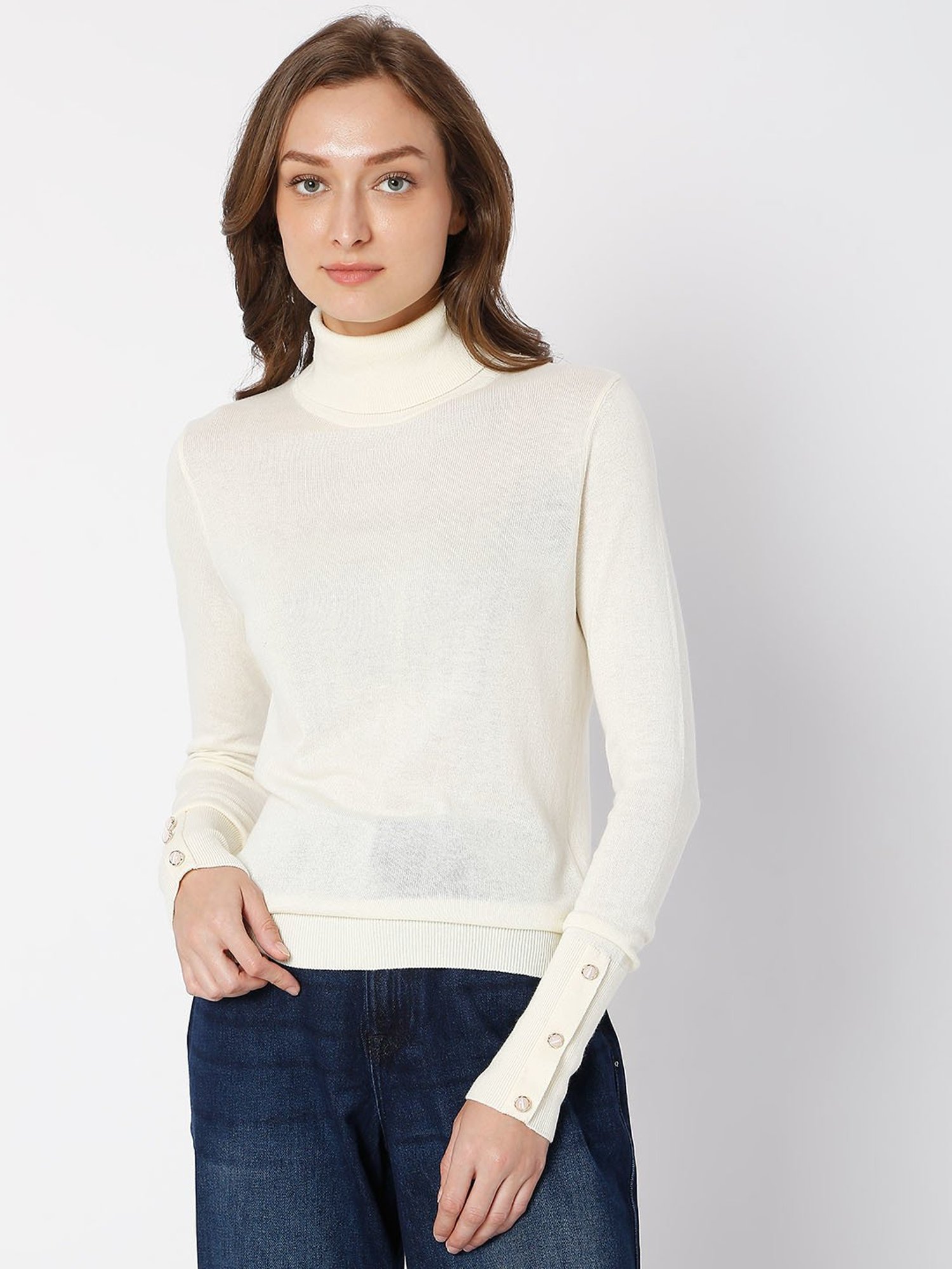 Vero Moda Beige Regular Fit Sweater