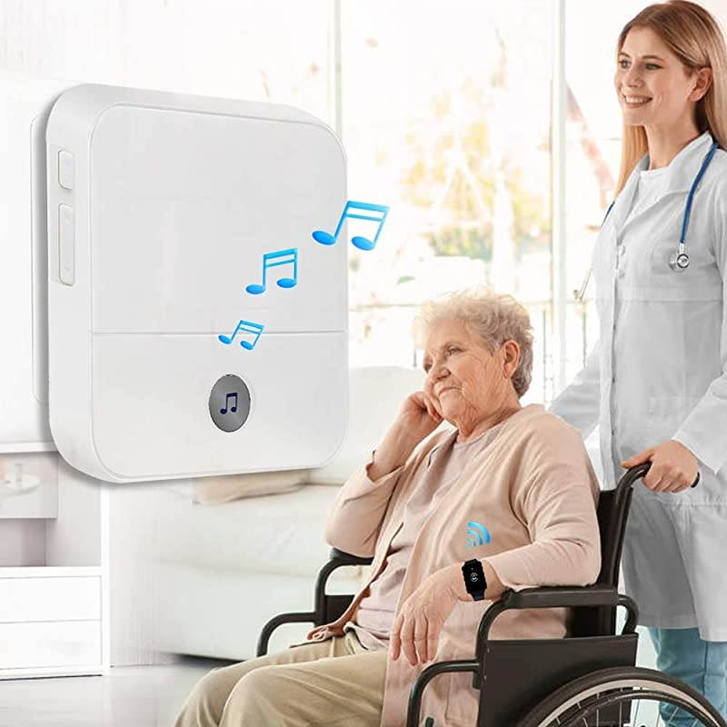 Wireless Wrist Pager Watch Caregiver Call Button System in Home Nurse Alert Pager Personal Help Alert for Caregivers Patients Elderly 1 Watch Call Button 2 plugin Receiver