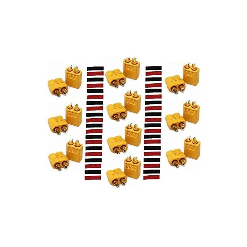 10 Pair XT60 XT60 Male Female Bullet Connectors Power Plugs with Heat Shrink for RC Lipo Battery