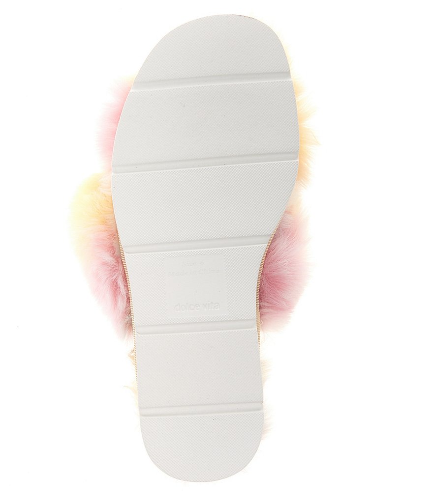 Dolce Vita Pillar Faux Fur Tie-Dye Cross Band Slides
