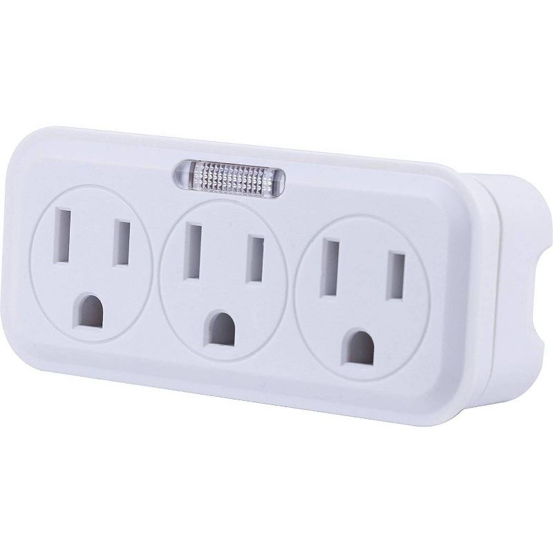 General Electric 3 Outlet Grounded Tap With Guide Light