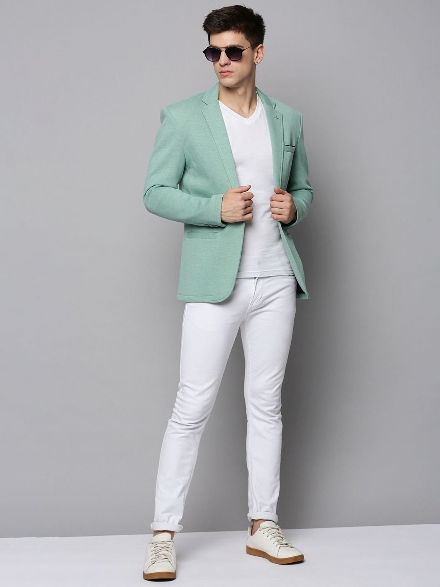 Louis Philippe Light Blue Regular Fit Blazer