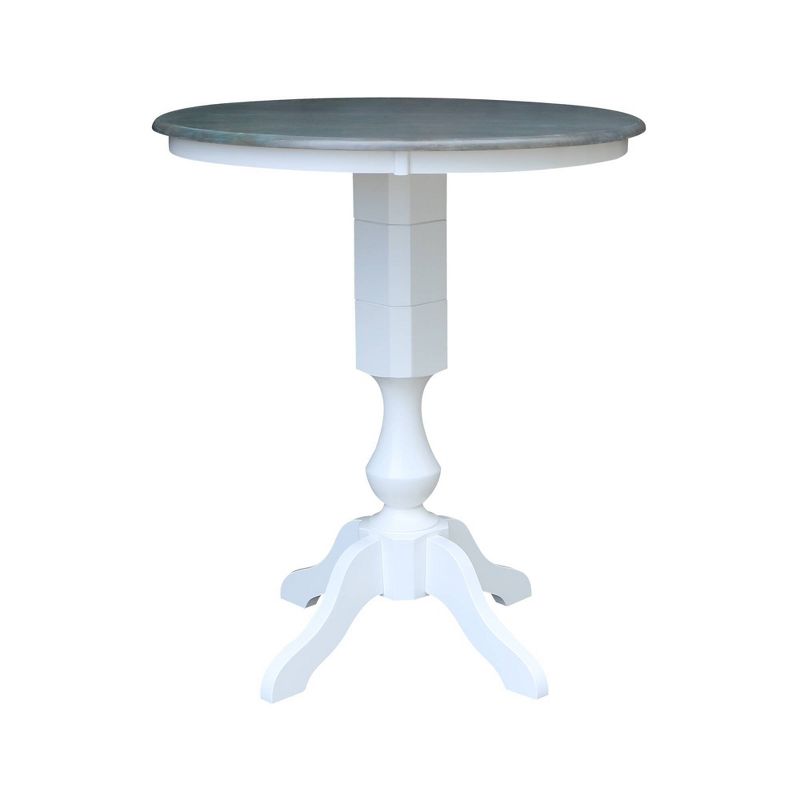 36" Round Bar Height Dining Sets with 4 X Back Stools White/Heather Gray - International Concepts