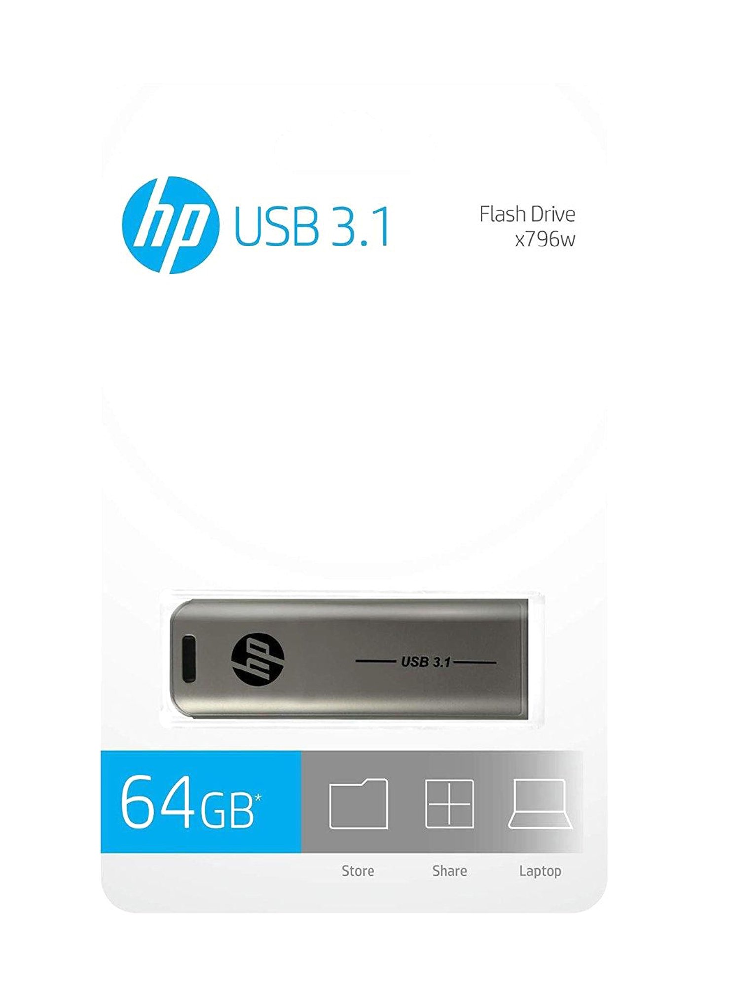 HP HPFD796L-64 USB 3.1 64 GB Flash Drive (Silver)