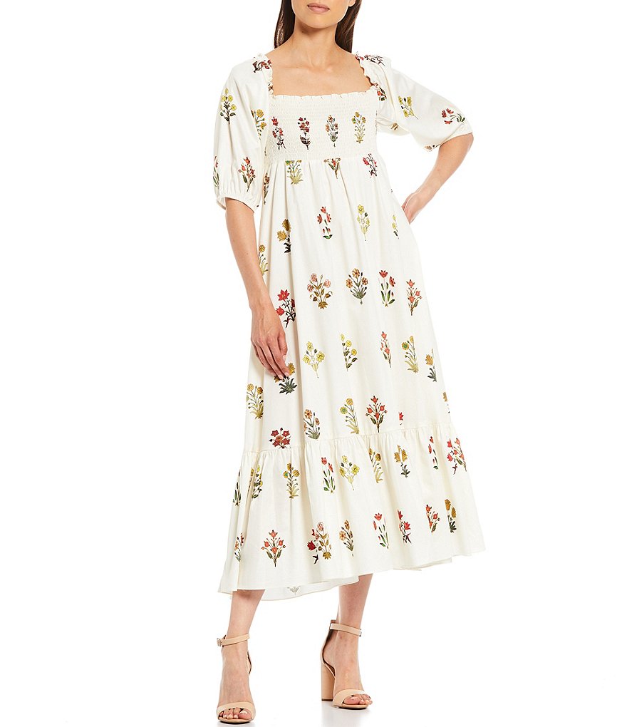Sachin & Babi Evanne Square Neck Short Sleeve Floral Dress