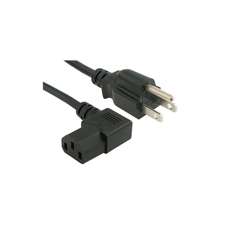 18 AWG Universal Right Angle Power Cord (NEMA 5-15P to IEC320 C13R) UL Listed (6 Foot (1 Pack))