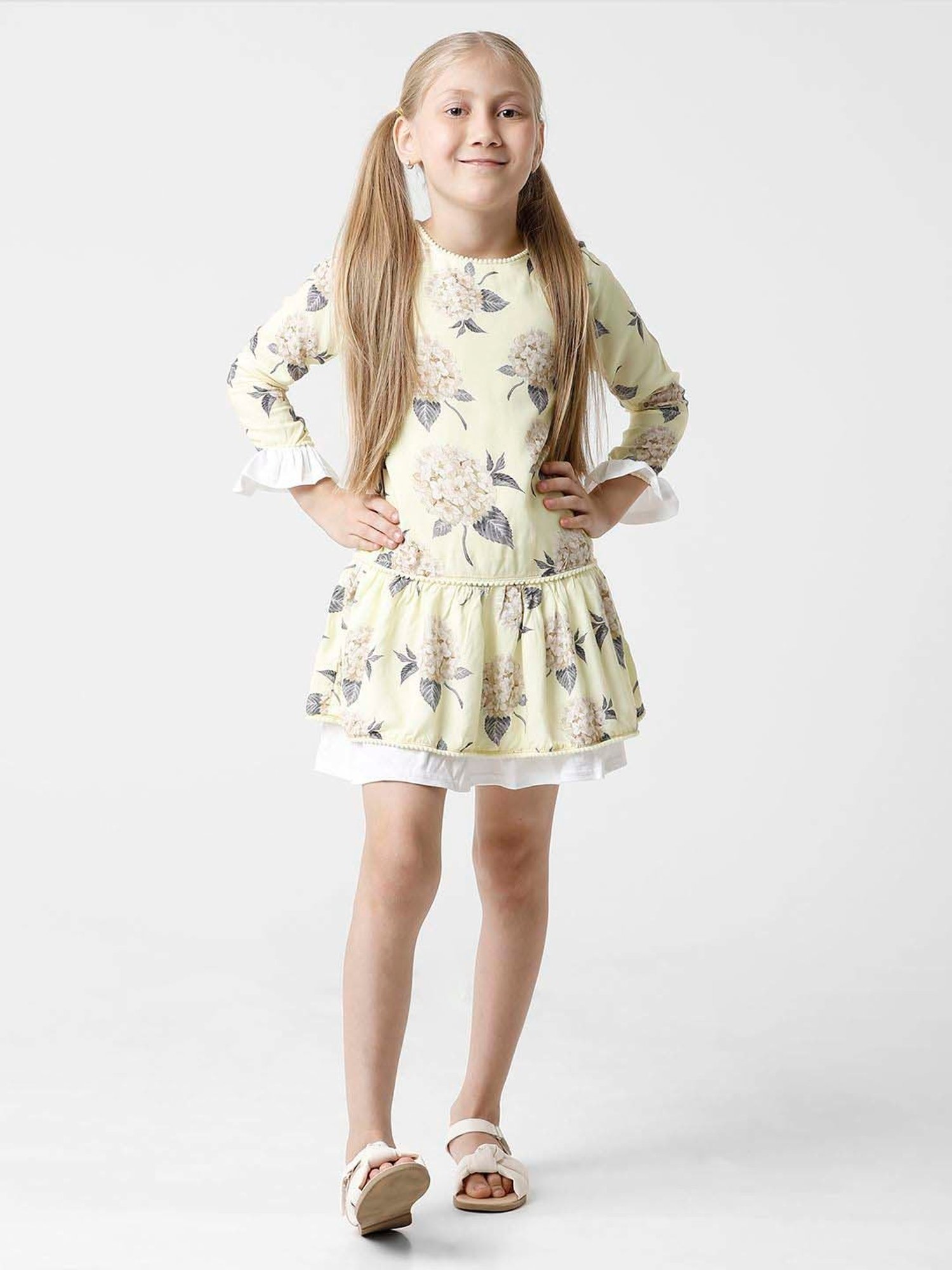 Kate & Oscar Kids Yellow Floral Print Dress