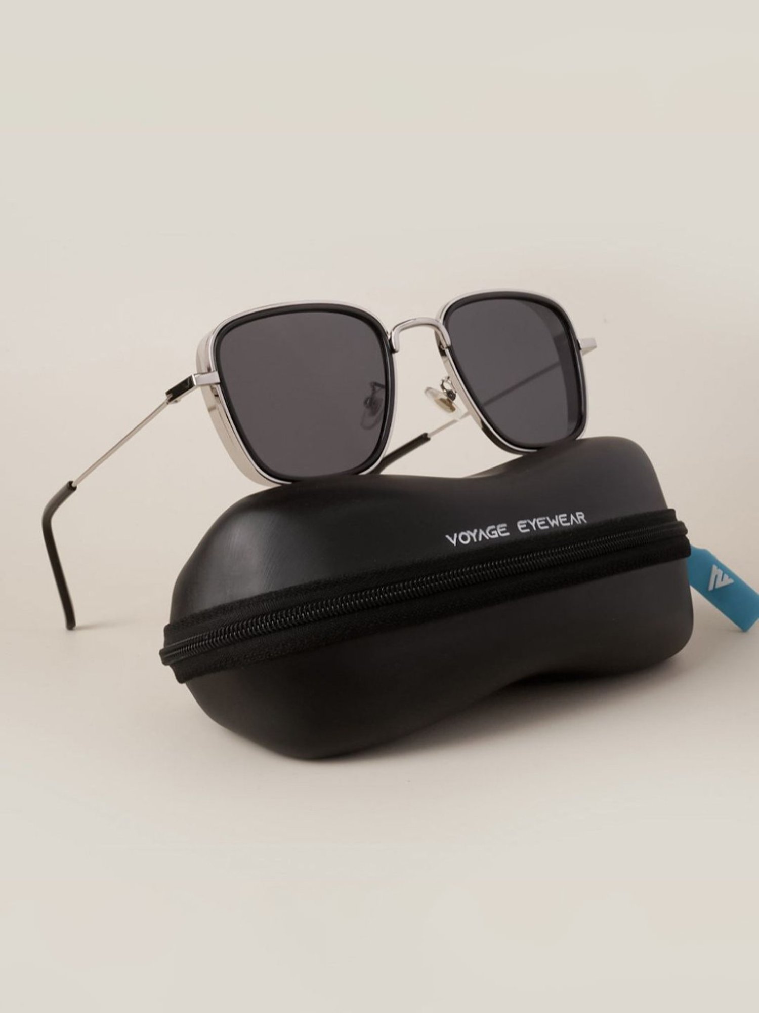 Voyage Black Square UV Protection Unisex Sunglasses