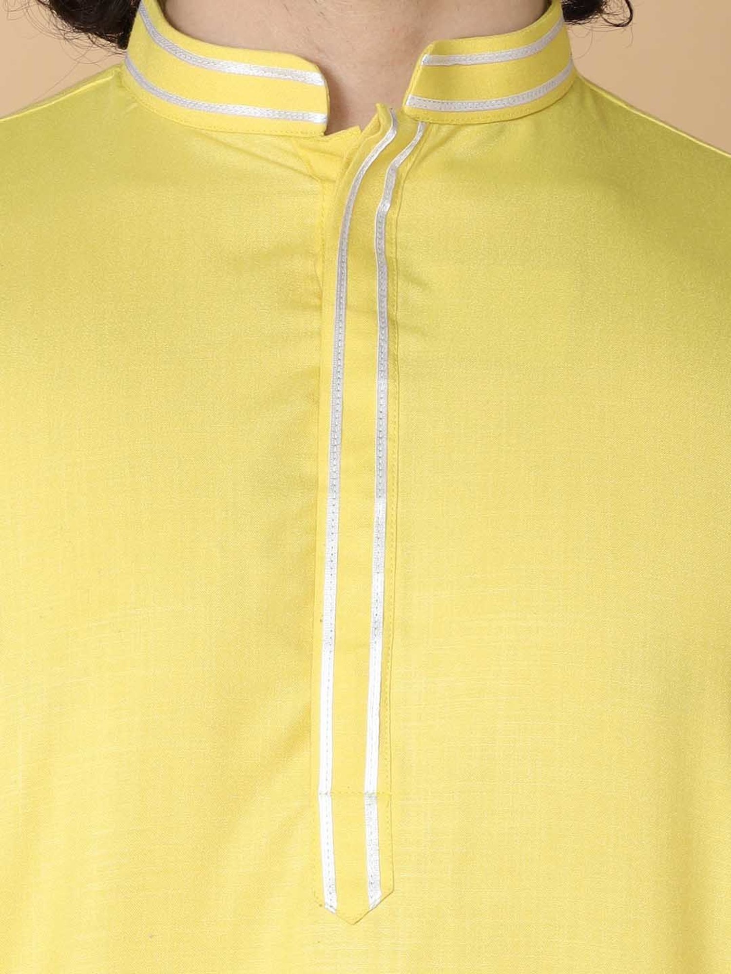 TABARD Yellow & White Regular Fit Kurta & Pyjamas Set