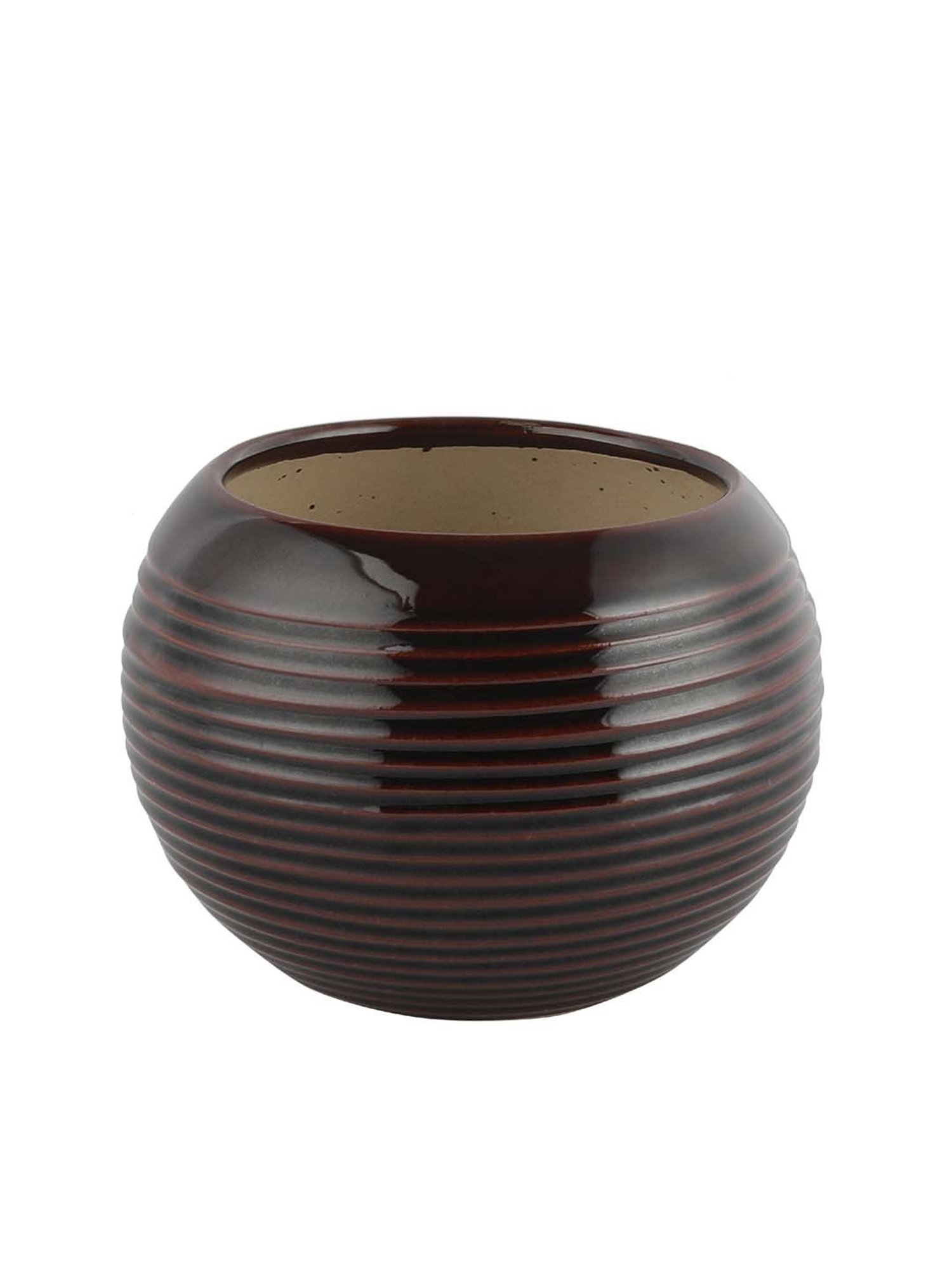 VarEesha Brown Ceramic Planter Pot - Set of 1