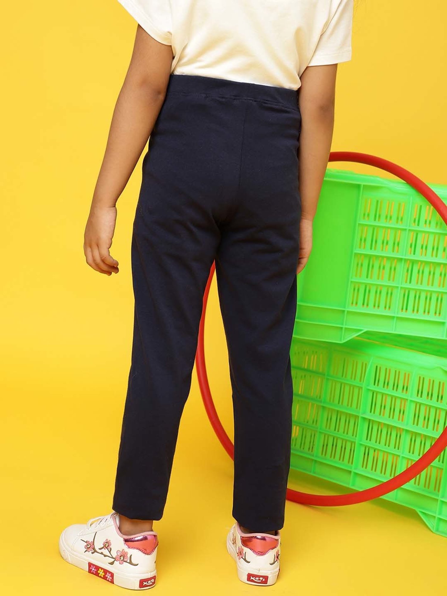 Tales & Stories Kids Navy Cotton Slim Fit Leggings