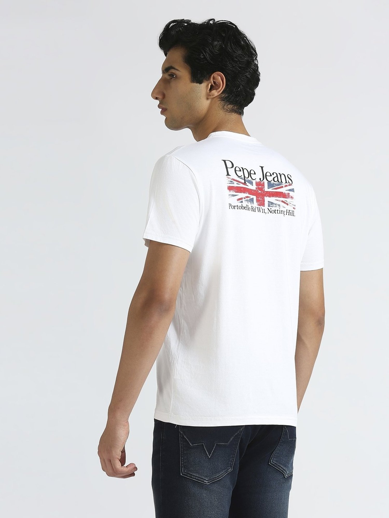 Pepe Jeans White Cotton Slim Fit Logo Printed T-Shirt