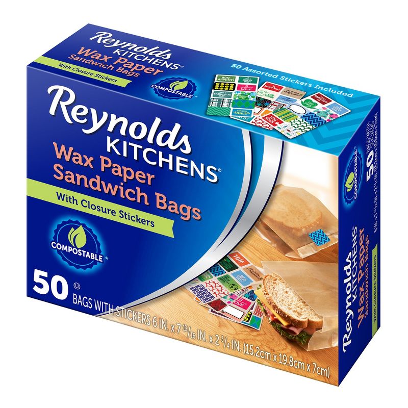 Reynolds Kitchens Wax Paper Sandwich Bags with Stickers - 50ct