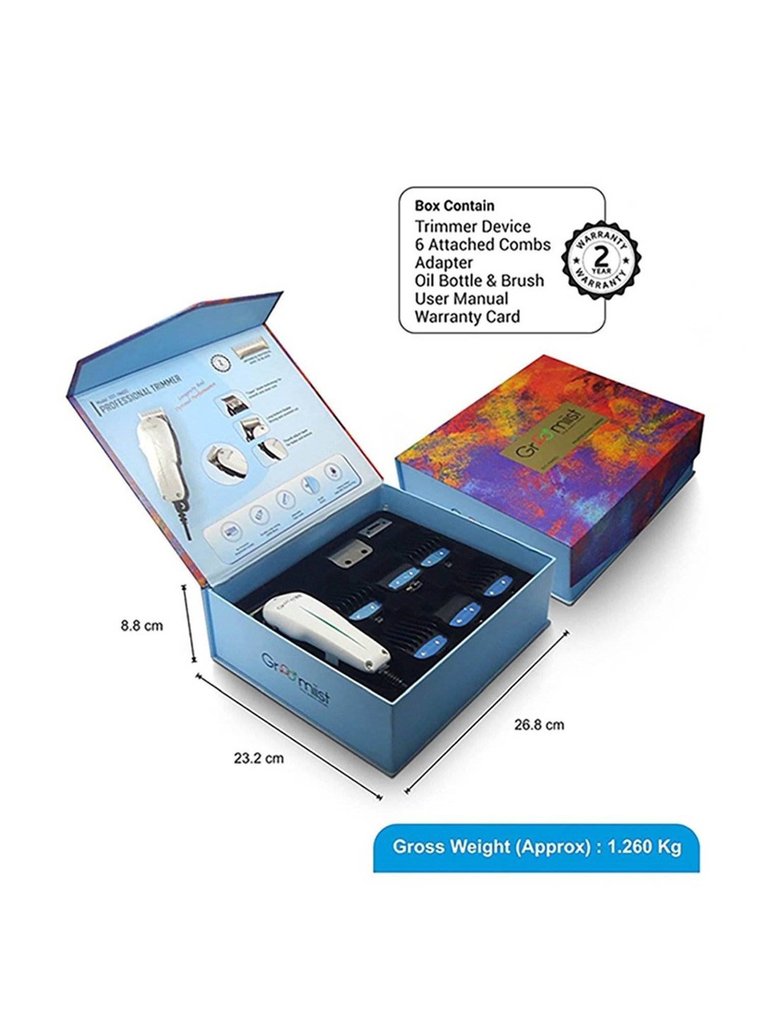 Groomiist SST-786 Professional Series Corded Hair & Beard Trimmer (White and Black)