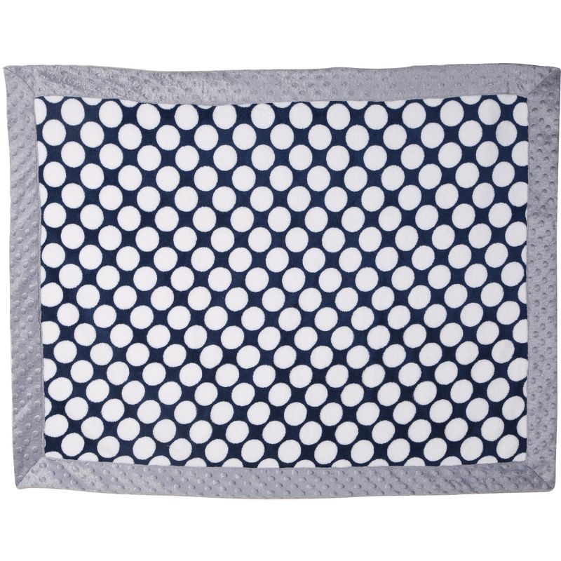 Bacati - Elephants Blue/grey Blanket Navy Dots with Grey Border