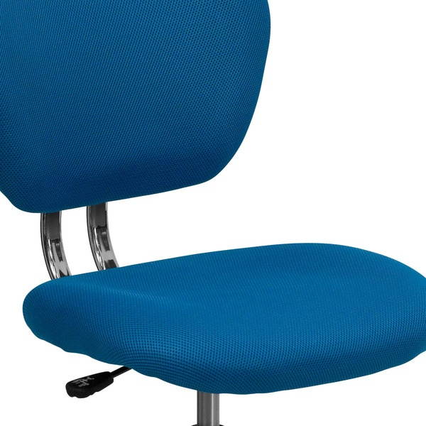 Mid-Back Turquoise Mesh Padded Swivel Task Chair with Chrome Base