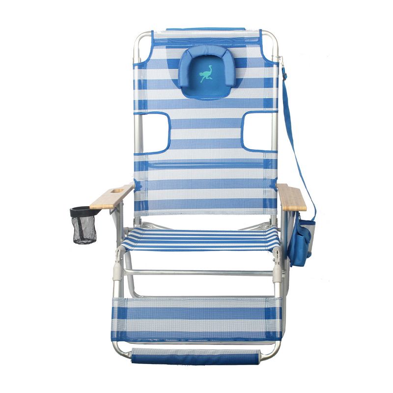 Copa Backpack Single Position Folding Aluminum Beach or Poolside Lounge Chair with Backpack Straps, Dark Blue