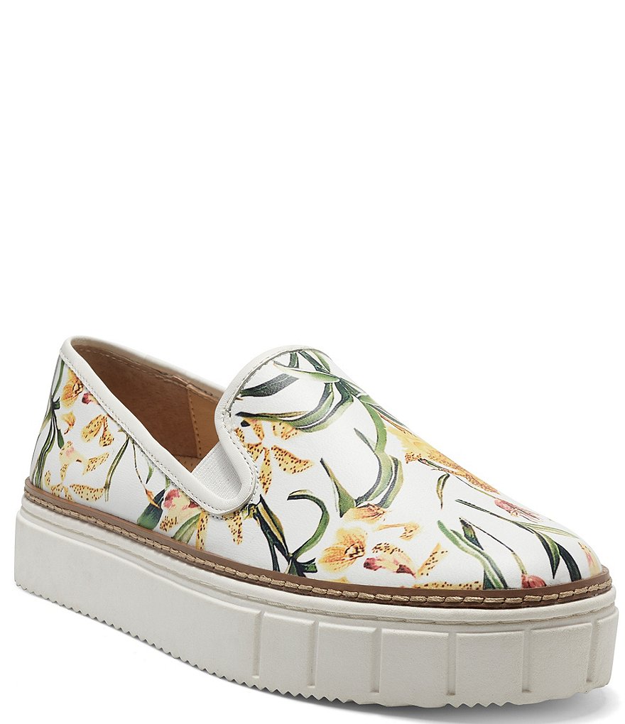 Vince Camuto Remmeya Floral Printed Leather Slip-On Sneakers
