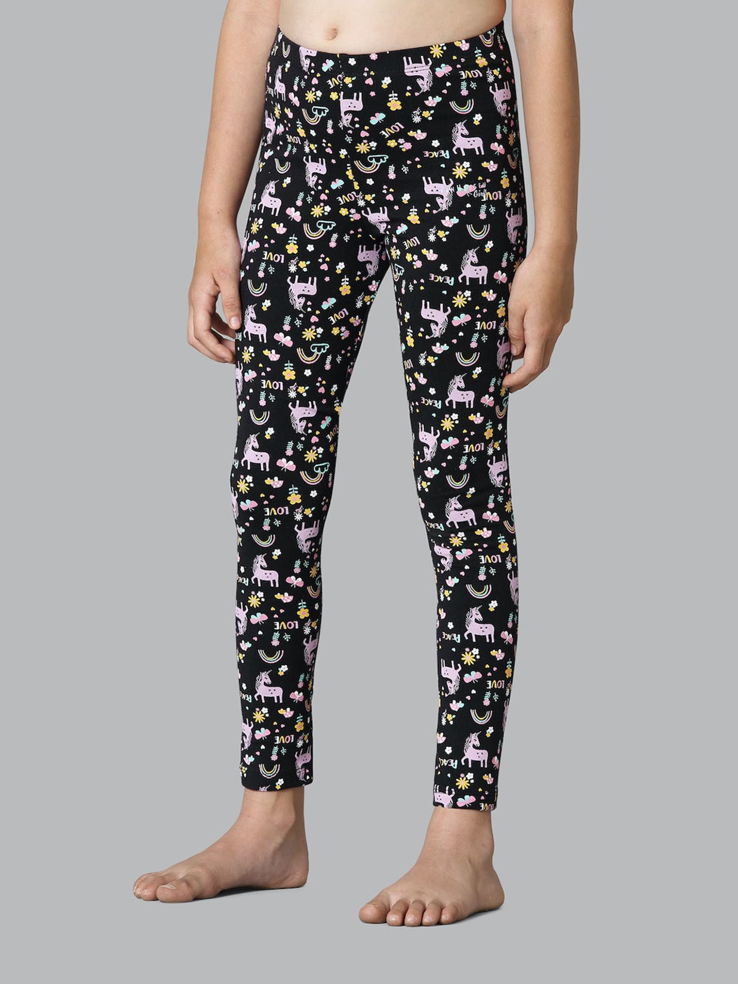 Jockey Kids White & Black Cotton Striped Leggings