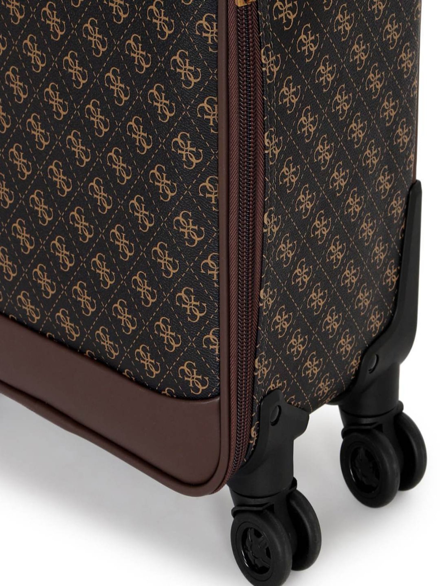 Guess Brown 8 wheels Small Soft Cabin Trolley Bag