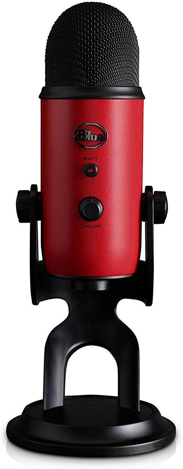 BLUE Microphones Yeti USB Microphone (Satin Red) with Knox Gear Pop Filter and 3.0 4 Port USB Hub Bundle