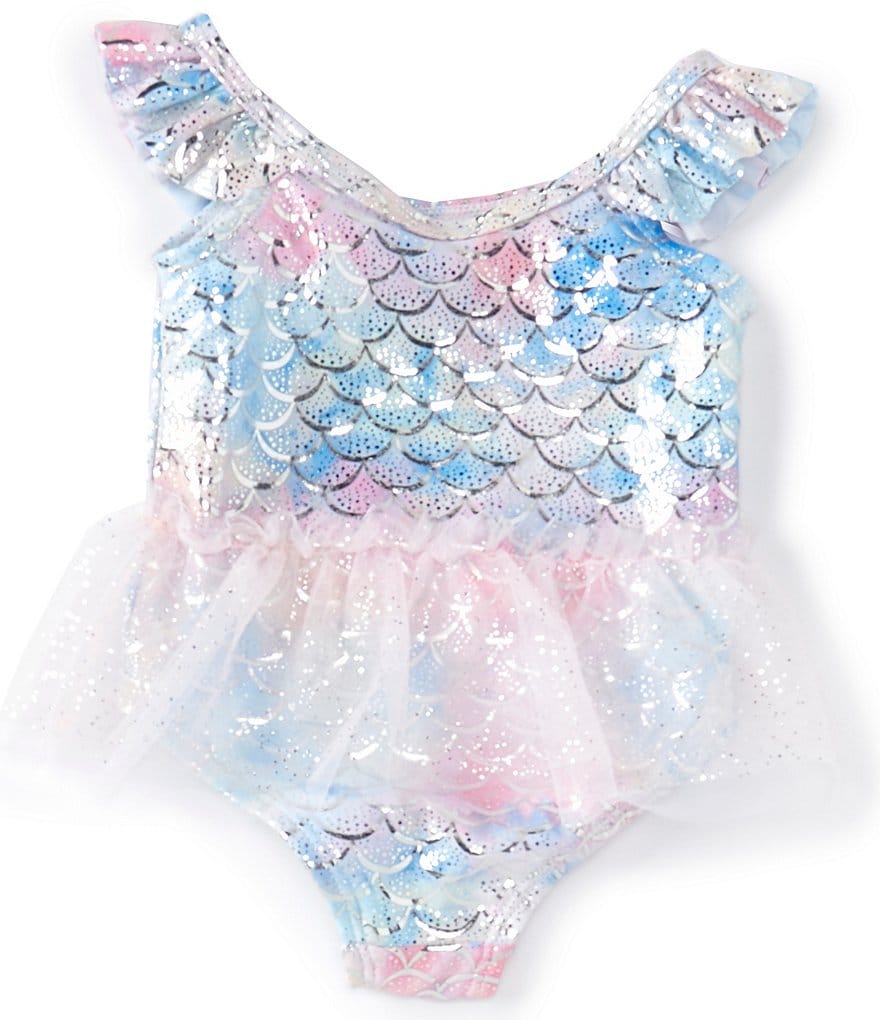 Baby Starters Baby Girls 3-24 Months Mermaid-Scales-Pattern One-Piece Swimsuit